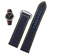 SLCHJX Correa de reloj de lona de 19 mm y 20 mm para Omega New Seamaster 300 Speedmaster AT150, correa de reloj de nailon para hombre, accesorios azul y negro, 20mm