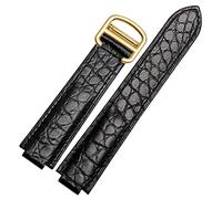 SLCHJX Correa de reloj de piel de cocodrilo americana adecuada para correa de cuero convexa de globo azul de 18 a 20 mm, hombres y mujeres, color negro, 22-14mm