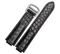 SLCHJX Correa de reloj de piel de cocodrilo americana adecuada para correa de cuero convexa de globo azul de 18 a 20 mm, hombres y mujeres, color negro, 14-8mm