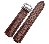 SLCHJX Correa de reloj de piel de cocodrilo americana adecuada para correa de cuero convexa de globo azul de 18 a 20 mm, hombres y mujeres, color negro, 14-8mm