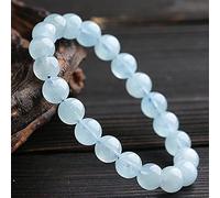 SLCHJX Feng Shui Pulsera afortunada Pulsera de Aguamarina Natural Reiki Crystal estirado Pulsera Femenina Chakra meditación talismán Paz prospertidad cinabar (tamaño: 10 mm)