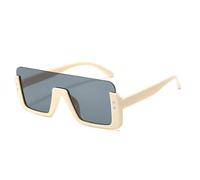 SLCHJX Gafas de sol de una sola pieza para niños, medio marco, resistentes a los rayos UV, para niños y niñas, Armazón amarillo arroz con copos grises