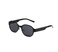 SLCHJX Gafas de sol ovaladas retro para mujeres y hombres, gafas de sol de moda con marco de metal, protección UV400, Marco negro, copos grises, Talla única