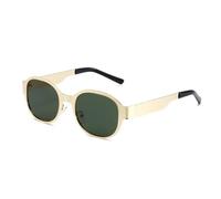 SLCHJX Gafas de sol ovaladas retro para mujeres y hombres, gafas de sol de moda con marco de metal, protección UV400, Marco dorado, copos verdes oscuros, Talla única