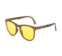 SLCHJX Gafas de sol plegables con protección UV400, protección solar, gafas de sol para hombre, gafas de sombra marrón (marco morado, copos de polvo), Amarillo