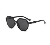 SLCHJX Gafas de sol poligonales para mujer, montura grande, retro, cara pequeña, color marrón (copos verdes con marco amarillo), Copos grises con marco negro, Talla única