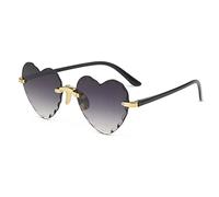 SLCHJX Gafas de sol sin marco con forma de corazón y bonito borde de corte UV400, color melocotón, gafas de fiesta para mujer (morado superior inferior amarillo)