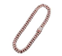 SLCHJX Hip Hop helado Rhinestones pavimentados 1Set 8 mm 13 mm Full Miami Curb Chain Chain Blapper Rapper Rapper para hombres Collar de joyería-rosa, 8 pulgadas (22 cm)