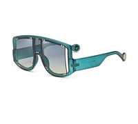 SLCHJX Hollow Rice Nail - Gafas de sol de moda con marco irregular y protección UV (marco verde, copos azules y amarillos), Amarillo, verde
