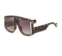 SLCHJX Hollow Rice Nail - Gafas de sol de moda con marco irregular y protección UV (marco verde, copos azules y amarillos), Flor de frijol doble té