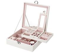 SLCHJX Jewelry Box European Style Locked Jewelry Storage Box Reloj Cabecillo de collar (color: E, tamaño: 26.5 * 26.5 * 8.5cm) (negro 26.5 * 26.5 * 8.5cm)