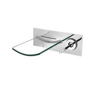 SLCHJX LED de latón montado en la Pared Cascada de Vidrio Oculto Fregadero de baño Tap de Color Cromo Cambio de Color de Doble Orificio Grifo, grifos para lavamanos de baño