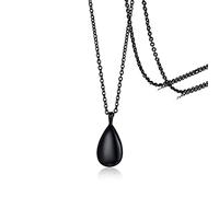 SLCHJX New Vogue Urna Agua Lágrima Collar Colgante Collar Titanium Collar de Gota de Acero para Mujeres Joyas de Cenizas