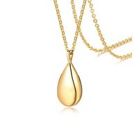 SLCHJX New Vogue Urna Agua Lágrima Collar Colgante Collar Titanium Collar de Gota de Acero para Mujeres Joyas de Cenizas