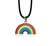 SLCHJX Nuevo Lindos Rainbow Women Men Titanium joyería de Acero Cadena de Cuerda de Cuero Gay Lesbiana Orgullo Collar