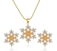 SLCHJX Pendientes de collar de colgante de copos de nieve de navidad Juego de cañas de nieve con copo de nieve de invierno de invierno Pendientes de joyería para mujeres