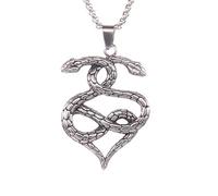 SLCHJX Retro Auryn Doble Ouroboros Colgante Colgante Collar Collares de Cadena para Mujeres Regalo de joyería de Moda Punk