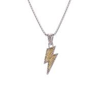 SLCHJX Rhinestones completos iluminación de Trueno Collar para Hombres Cadenas de suéter de Acero para Mujeres Cadena de Collar de joyería de Cuello de Hiphop