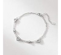 SLCHJX SFashion Pulsera Mujer Simple Doble Forma De Corazón Joyería De Temperamento Retro Creativo Lindo Dulce Personalidad Regalo De Cumpleaños