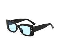 SLCHJX Star - Gafas de sol rectangulares de pierna ancha, resistentes a los rayos UV, para hombres y mujeres, Marco negro, copos azules, Talla única