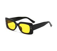 SLCHJX Star - Gafas de sol rectangulares de pierna ancha, resistentes a los rayos UV, para hombres y mujeres, Marco negro, copos amarillos, Talla única