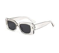 SLCHJX Star - Gafas de sol rectangulares de pierna ancha, resistentes a los rayos UV, para hombres y mujeres, Marco gris transparente, copos negros y grises, Talla única