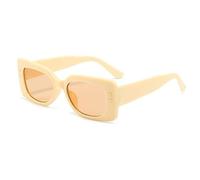 SLCHJX Star - Gafas de sol rectangulares de pierna ancha, resistentes a los rayos UV, para hombres y mujeres, Copos de té con marco amarillo arroz, Talla única
