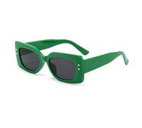 SLCHJX Star - Gafas de sol rectangulares de pierna ancha, resistentes a los rayos UV, para hombres y mujeres, Marco verde, copos negros y grises, Talla única