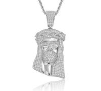 SLCHJX Vintage Jesus Head Pends Men Collar colgante Hip Hop Punk Collar de Navidad Estilo de cumpleaños Regalo de cumpleaños simple Joyería de moda