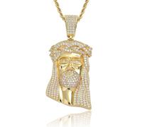 SLCHJX Vintage Jesus Head Pends Men Collar colgante Hip Hop Punk Collar de Navidad Estilo de cumpleaños Regalo de cumpleaños simple Joyería de moda