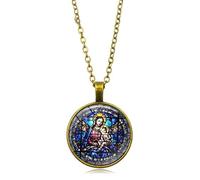 SLCHJX Virgen María Madonna y Infantero Jesucristo Joya Católica Joya Catina de Arte de Copa de Vidrio Collar