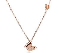 SLCHJX Vogue Vintage Rose Gold-Color Titanium Steelle Collar de Mariposa Collar Declaración de Polaco Opaco para Mujeres