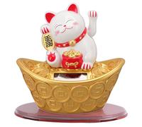 SLCHJX Waving Cat, Fortune Lucky Wealth Dando la Bienvenida a la Estatua de Gato Maneki Neko Neko con el Brazo Ondulado Feng Shui Adornos (04)