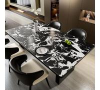 SLDAGe Mantel Impermeable de Cuero Blanco y Negro,Mantel de Mesa Rectangular Abstracto,Manteles Antimanchas Modernos Texturizado de Mármol para Mesa de Comedor,Bufé,Fiestas de Exterior,A,80x120cm