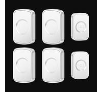SLDAGe Timbre de Puerta inalámbrico, Kit de Timbre inalámbrico enchufable, batería de Timbre inalámbrico Que Funciona a 300 m,IP68, 60 campanillas y Volumen de 5 Niveles,Blanca,2 on 4