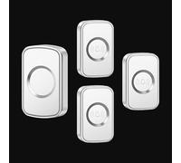 SLDAGe Timbre de Puerta inalámbrico, Kit de Timbre inalámbrico enchufable, batería de Timbre inalámbrico Que Funciona a 300 m,IP68, 60 campanillas y Volumen de 5 Niveles,White Silver,3 on 1