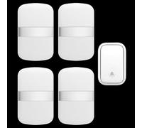 SLDAGe Timbre Inalámbrico con Enchufe Timbre Impermeable para Puerta, 60 Melodías Rango de 150M de Distancia Timbre para Casa, 5 Niveles de Volumen, No Necesita Batería,Blanca,1 on 4