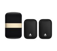 SLDAGe Timbre Inalámbrico con Enchufe Timbre Impermeable para Puerta, 60 Melodías Rango de 150M de Distancia Timbre para Casa, 5 Niveles de Volumen, No Necesita Batería,Negro,2 on 1