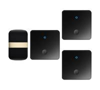 SLDAGe Timbre Inalámbrico con Enchufe Timbre Impermeable para Puerta, 60 Melodías Rango de 150M de Distancia Timbre para Casa, 5 Niveles de Volumen, No Necesita Batería,Negro,3 on 1