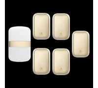 SLDAGe Timbre Inalámbrico con Enchufe Timbre Impermeable para Puerta, 60 Melodías Rango de 150M de Distancia Timbre para Casa, 5 Niveles de Volumen, No Necesita Batería,Oro,5 on 1