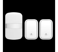 SLDAGe Timbre Inalámbrico con Enchufe Timbre Impermeable para Puerta, 60 Melodías Rango de 150M de Distancia Timbre para Casa, 5 Niveles de Volumen, No Necesita Batería,Blanca,2 on 1