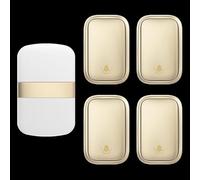 SLDAGe Timbre Inalámbrico con Enchufe Timbre Impermeable para Puerta, 60 Melodías Rango de 150M de Distancia Timbre para Casa, 5 Niveles de Volumen, No Necesita Batería,Oro,4 on 1