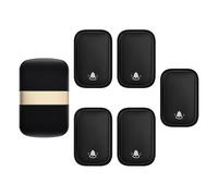 SLDAGe Timbre Inalámbrico con Enchufe Timbre Impermeable para Puerta, 60 Melodías Rango de 150M de Distancia Timbre para Casa, 5 Niveles de Volumen, No Necesita Batería,Negro,5 on 1