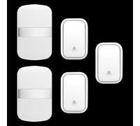 SLDAGe Timbre Inalámbrico con Enchufe Timbre Impermeable para Puerta, 60 Melodías Rango de 150M de Distancia Timbre para Casa, 5 Niveles de Volumen, No Necesita Batería,Blanca,3 on 2