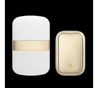 SLDAGe Timbre Inalámbrico con Enchufe Timbre Impermeable para Puerta, 60 Melodías Rango de 150M de Distancia Timbre para Casa, 5 Niveles de Volumen, No Necesita Batería,Oro,1 on 1
