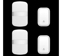 SLDAGe Timbre Inalámbrico con Enchufe Timbre Impermeable para Puerta, 60 Melodías Rango de 150M de Distancia Timbre para Casa, 5 Niveles de Volumen, No Necesita Batería,Blanca,2 on 2