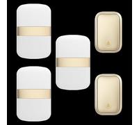 SLDAGe Timbre Inalámbrico con Enchufe Timbre Impermeable para Puerta, 60 Melodías Rango de 150M de Distancia Timbre para Casa, 5 Niveles de Volumen, No Necesita Batería,Oro,2 on 3