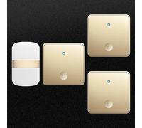SLDAGe Timbre Inalámbrico con Enchufe Timbre Impermeable para Puerta, 60 Melodías Rango de 150M de Distancia Timbre para Casa, 5 Niveles de Volumen, No Necesita Batería,Oro,3 on 1