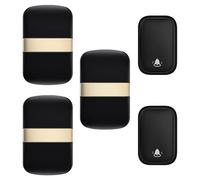 SLDAGe Timbre Inalámbrico con Enchufe Timbre Impermeable para Puerta, 60 Melodías Rango de 150M de Distancia Timbre para Casa, 5 Niveles de Volumen, No Necesita Batería,Negro,2 on 3
