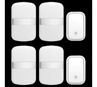SLDAGe Timbre Inalámbrico con Enchufe Timbre Impermeable para Puerta, 60 Melodías Rango de 150M de Distancia Timbre para Casa, 5 Niveles de Volumen, No Necesita Batería,Blanca,2 on 4